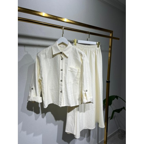 Krinkıl Etekli Takım - Bej Krinkıl Etekli Takım - Bej