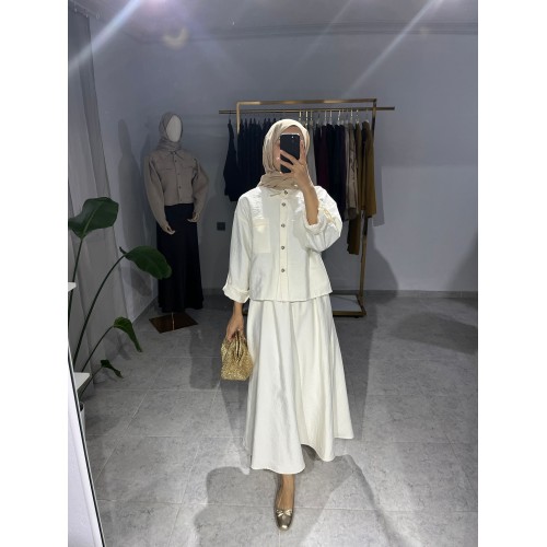 Krinkıl Etekli Takım - Bej Krinkıl Etekli Takım - Bej