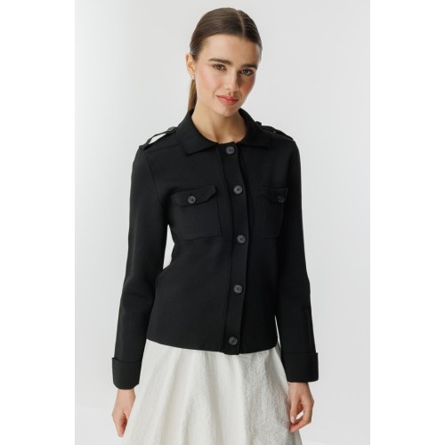 Çelik Örme Triko Hırka - Siyah