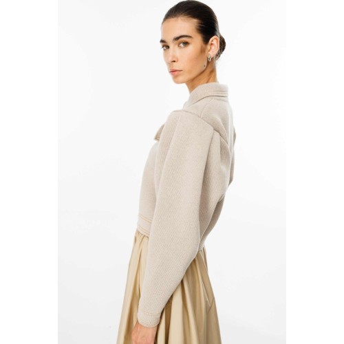 Bomber Triko Ceket - Bej