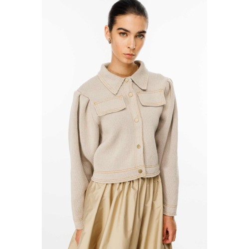 Bomber Triko Ceket - Bej