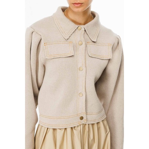 Bomber Triko Ceket - Bej