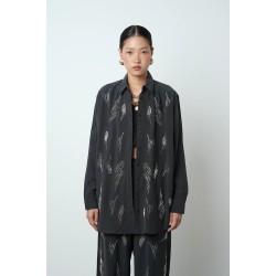 Tensel İşlemeli Gömlek - Antrasit