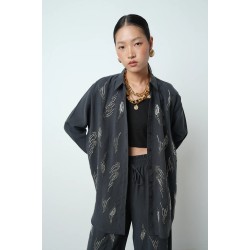 Tensel İşlemeli Gömlek - Antrasit