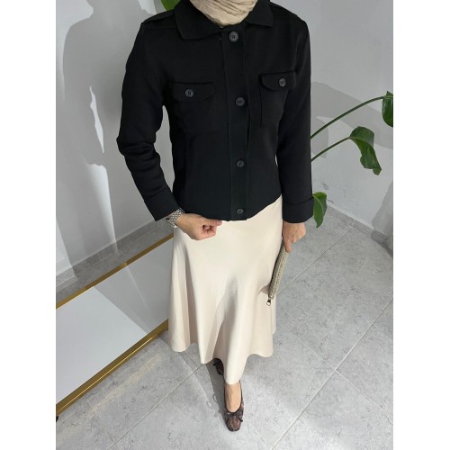 Çelik Örme Triko Hırka - Siyah