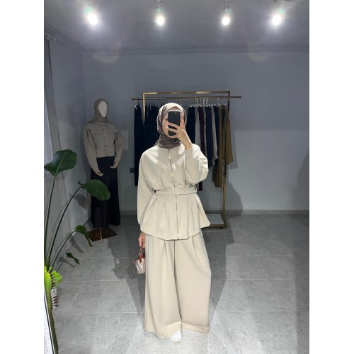 Oysho Kemer Detaylı Takım - Bej