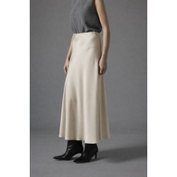 Saten Kloş Etek - Bej