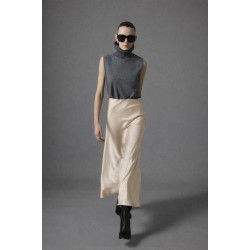 Saten Kloş Etek - Bej