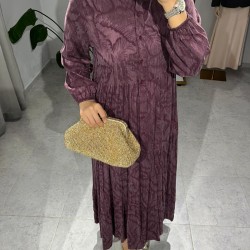 İpek Kupra Elbise - Mürdüm