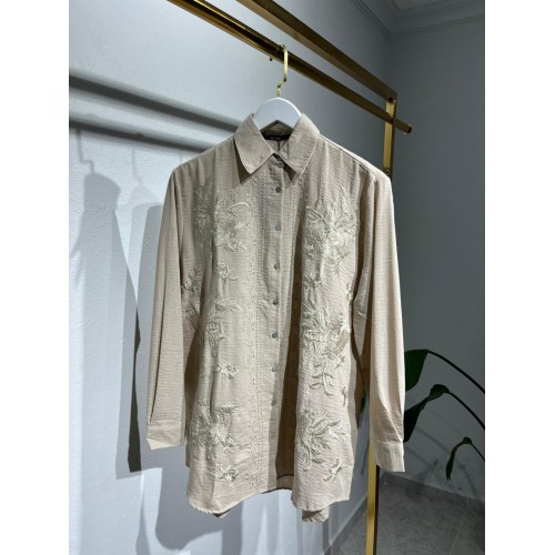 İşlemeli Gömlek - Açık Bej İşlemeli Gömlek - Açık Bej