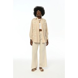 İşlemeli Gömlek - Açık Bej