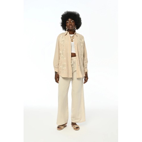 İşlemeli Gömlek - Açık Bej İşlemeli Gömlek - Açık Bej