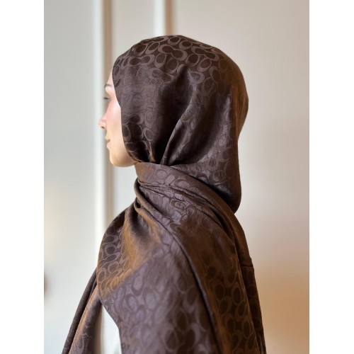 C Desen Ayrobin Şal - Kahverengi