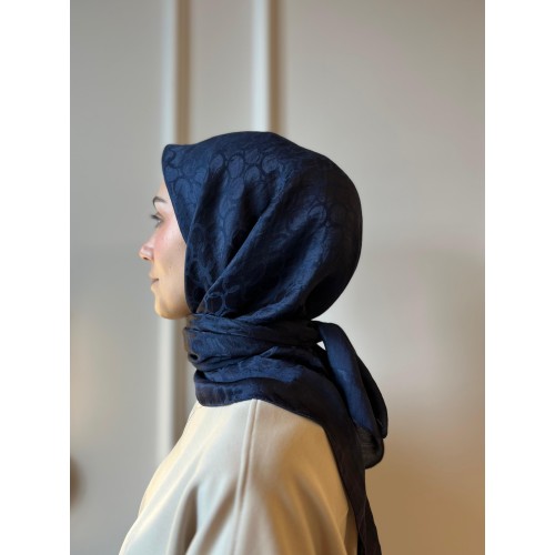  Zincir Desen Ayrobin Eşarp - Lacivert